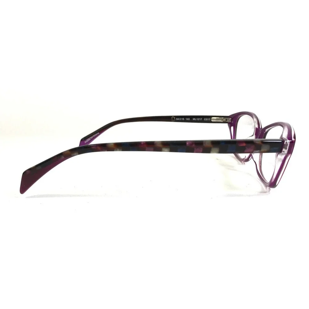 Mikli Eyeglasses Frames ML1217 C017 Purple Checkered Cat Eye Full Rim 54-15-140